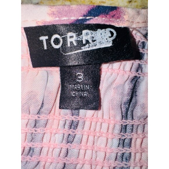 Torrid Sleeveless Smocked Tie-Dye Tiered Top Plus Size 3X Pink Feminine Cottage - Picture 7 of 11